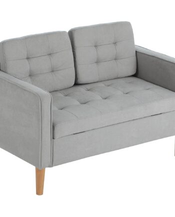 To-personers Sofa Med Opbevaring  Knapsyninger  Hynder  Gummitræ  117x62x78cm  Lysegrå