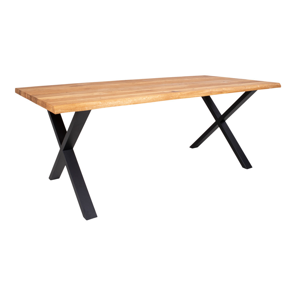 Toulon Spisebord Spisebord Med Bølget Kant Egetræ Natur Forberedt Til Tillægsplader 95x200x75 Cm