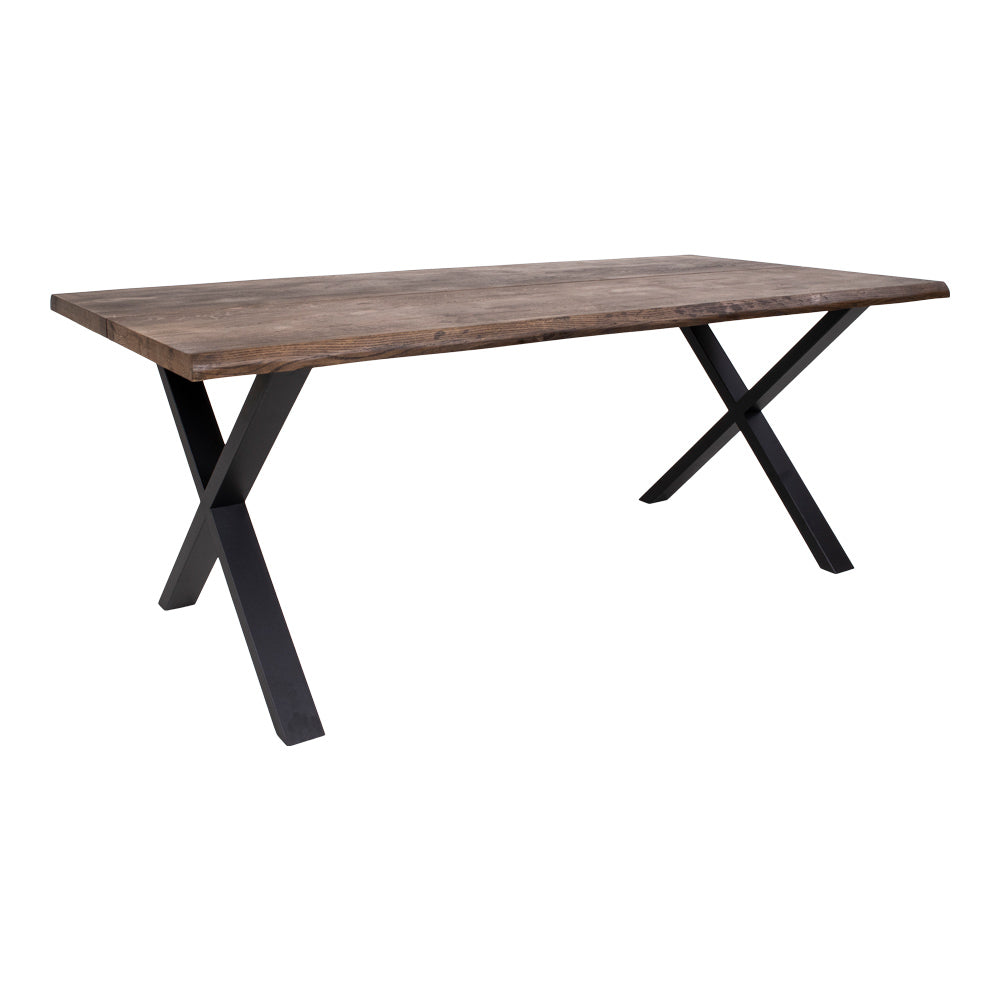 Toulon Spisebord Spisebord Med Bølget Kant Egetræ Smoked Forberedt Til Tillægsplader 95x200x75 Cm