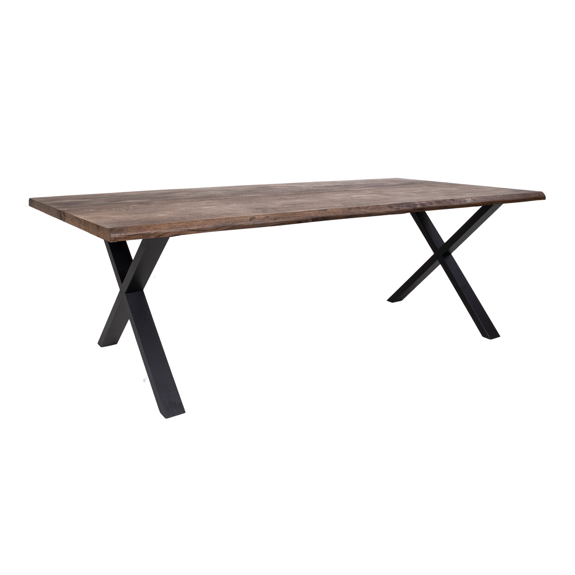 Toulon Spisebord Spisebord Med Bølget Kant Egetræ Smoked Forberedt Til Tillægsplader 95x240x75 Cm