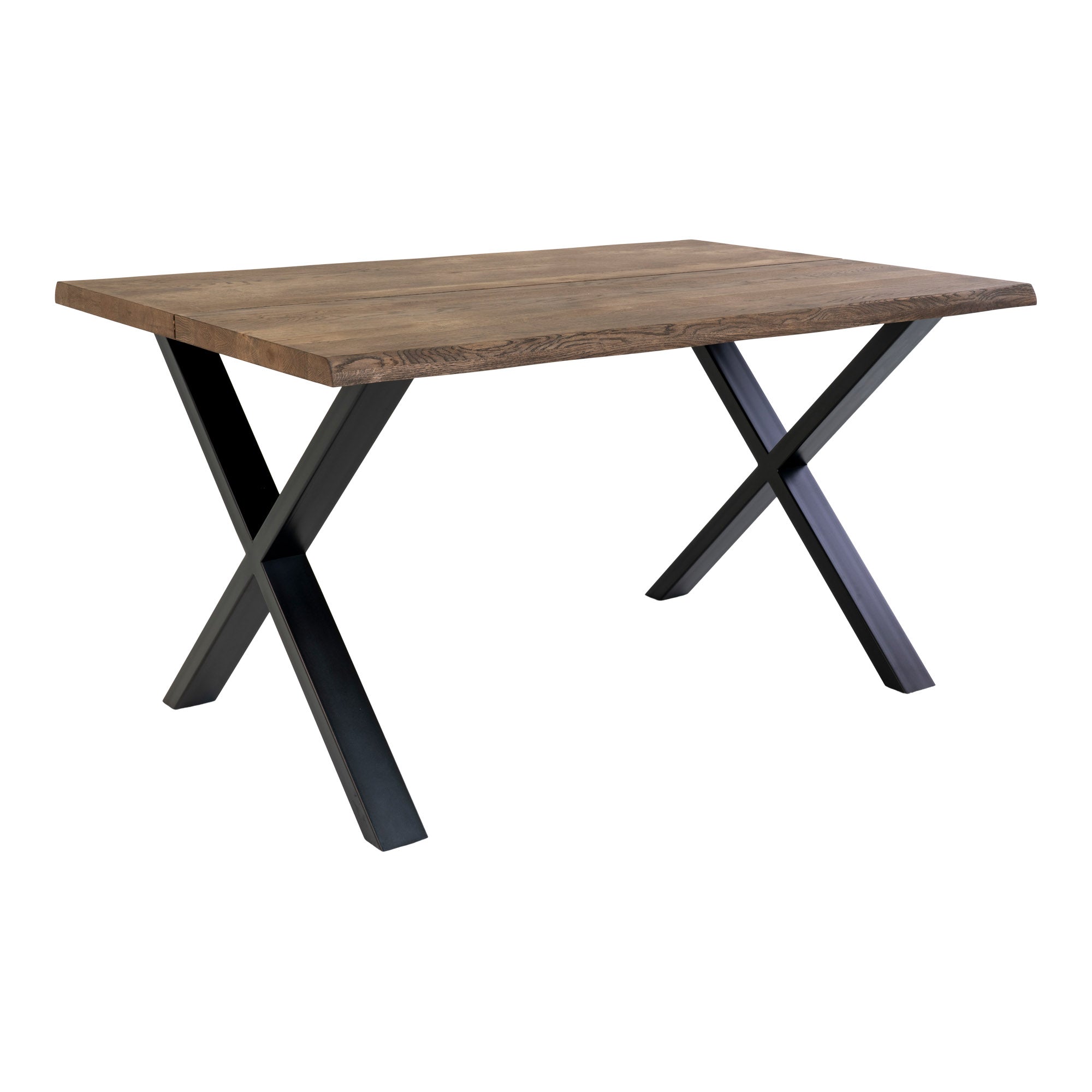 Toulon Spisebord Spisebord Med Bølget Kant Egetræ Smoked Forberedt Til Tillægsplader 95x140x75 Cm