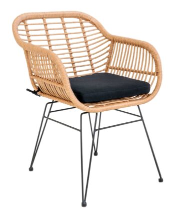 Trieste Stol Stol   Polyrattan Med Hynde  Natur Med Sorte Ben  Sæt Af   Stk