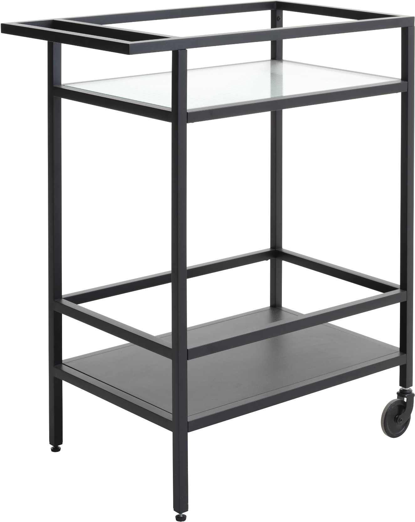 Trolley Nordique Design Bronco Sort Serveringsvogn Metal Og Hærdet Glas Niveauer