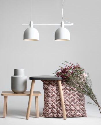 Tudor Loftlampe   Hvid Metal Med To Skærme