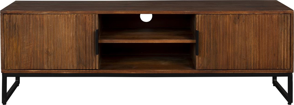 Tv-bord Dutchbone Saroo Mangotræ Mørkebrun Med Sort Jernbase 140x45x40 Cm