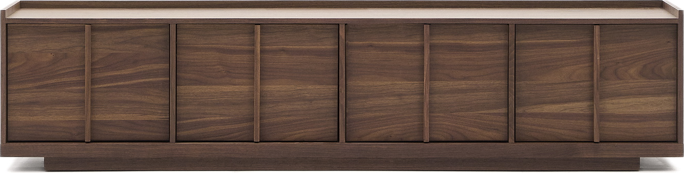 Tv-bord Fjernsynsbord Kave Home Onix Finér Mørk Valnød 200x45x47 Cm Med Soft Close Og Kabelhåndtering