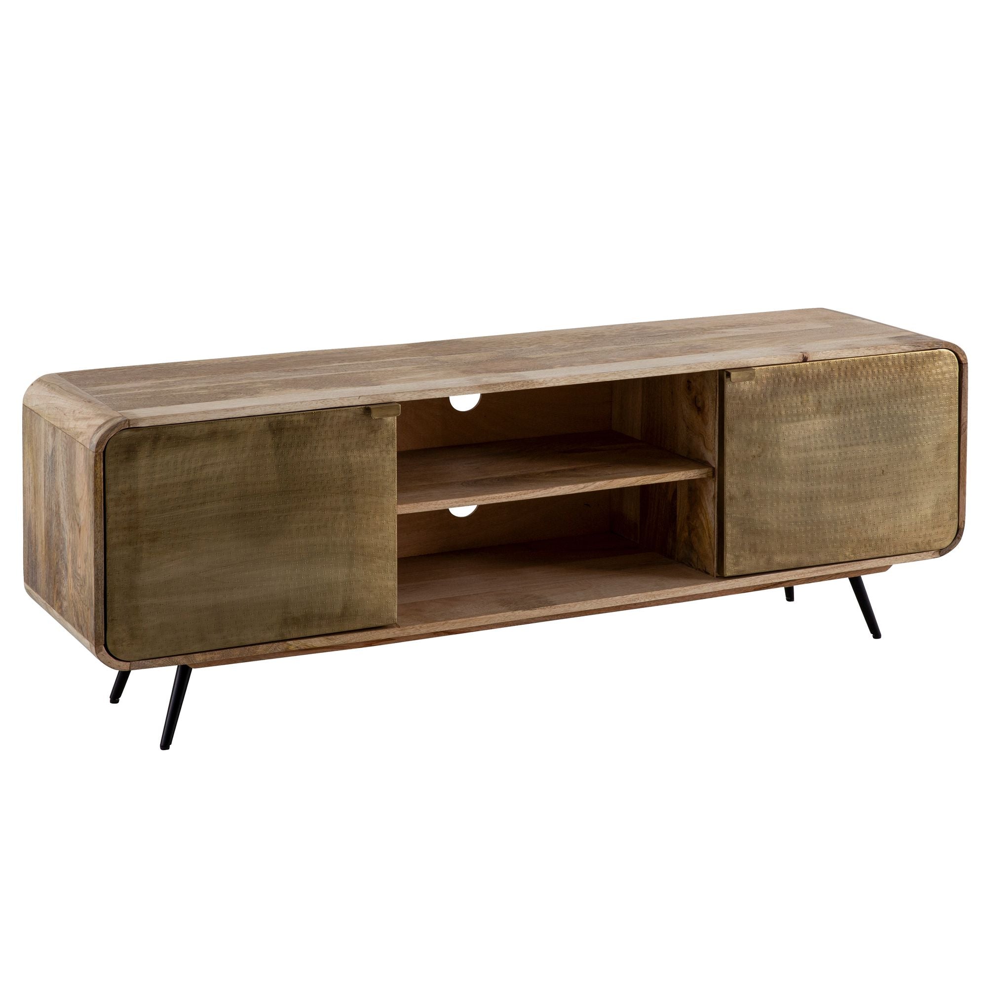 Tv-bord Massivt Mangotræ Med To Døre 160x55x41 Cm Brun