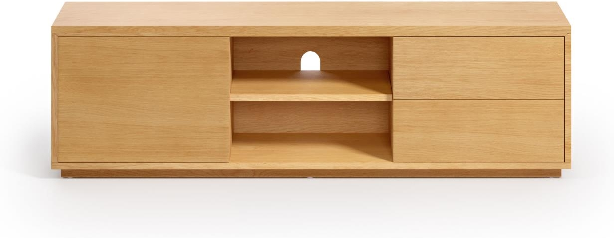 Tv-bord Kave Home Abilen Natur 150x36x44 Cm Mdf Egtræsfiner   Skuffer   Hylder