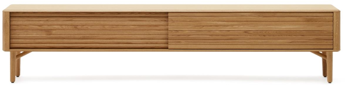 Tv-bord Kave Home Lenon Massivt Egetræ Natur 200   35   57 Cm Mediemøbel