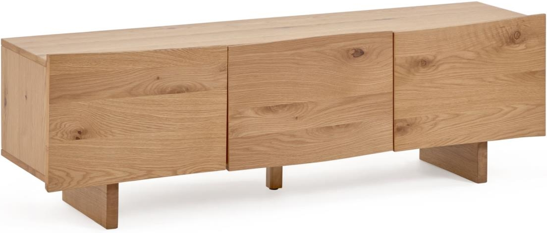 Tv-bord Kave Home Rasha   Naturfinér Med   Soft-close Låger Og Kabelstyring 160x41x45 Cm
