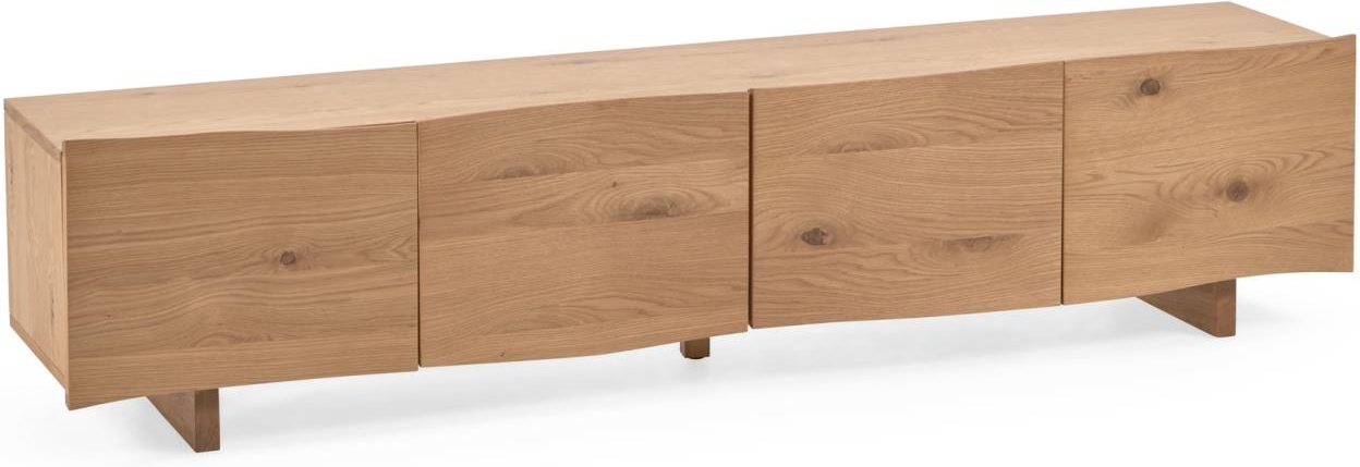 Tv-bord Kave Home Rasha Rustik Natur Egetræsfiner  200x49 Cm    Blødlukkende Døre  Kabelstyring