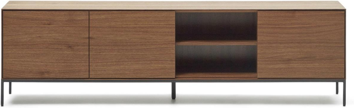 Tv-bord Kave Home Vedrana Finértræ Og Stål 195x40x55 Cm Mørk Natur Sort