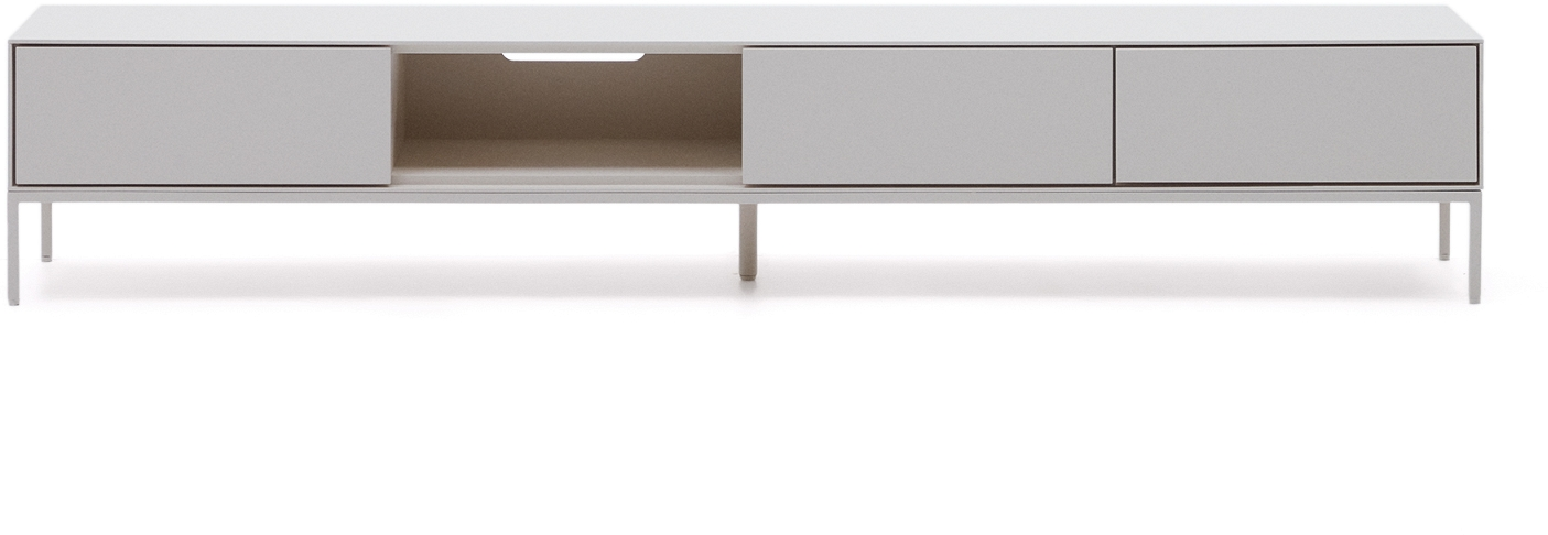 Tv-bord Kave Home Vedrana Hvid Mat 195x40x35 Cm Med   Bløde Skuffer