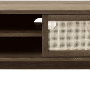 Tv-bord Nordique Design Barrali Røget Glasurlak Egetræ Med Rattan-dør 150   45 Cm
