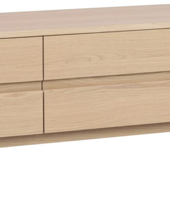 Tv-bord Rowico Moresby Hvidkalket Egfinér Med Massivt Egetræ H55xb135xd40 Cm Soft-close Døre