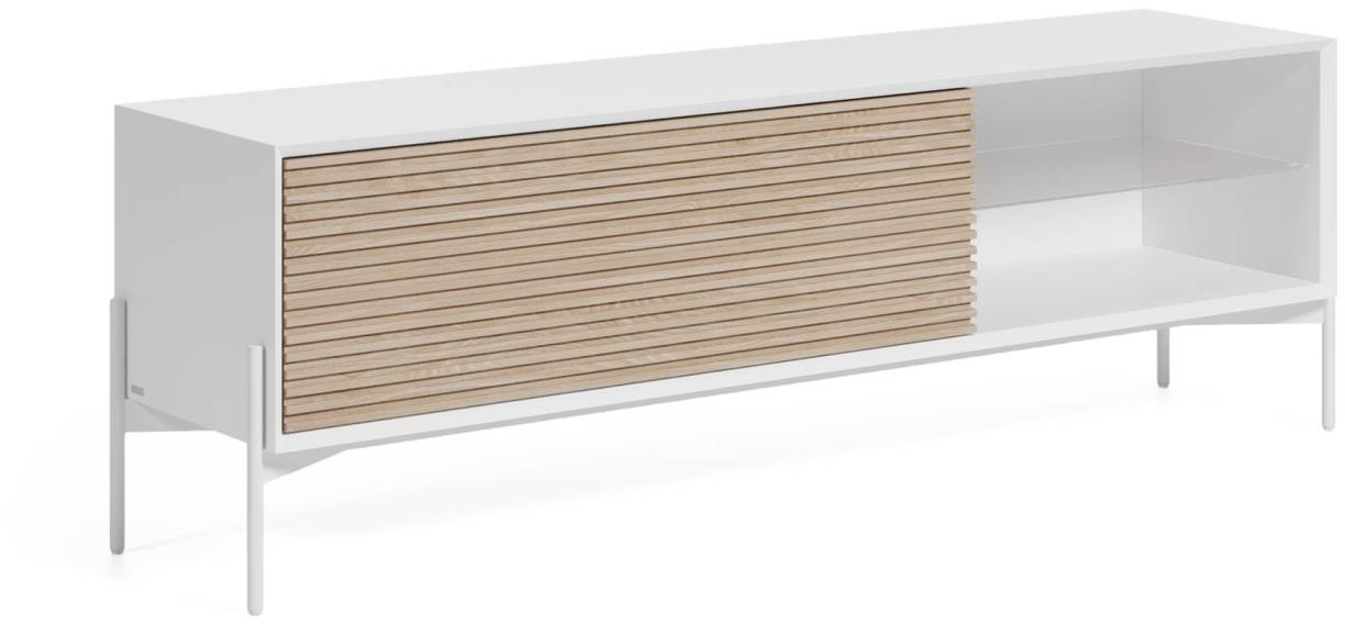 Tv-bord Tv-møbel Kave Home Marielle 167x40x53 Cm Hvid Askefiner Moderne Nordisk Design