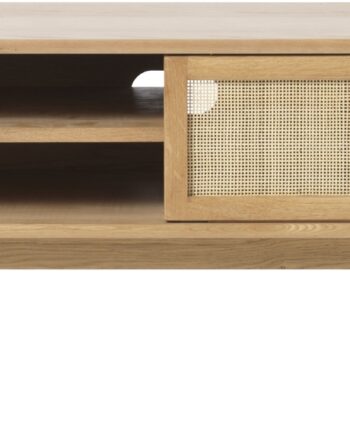 Tv-bord Tv-skænk Nordique Design Barrali Naturt Egetræ Med Rattanfront 150ã 45ã 50 Cm
