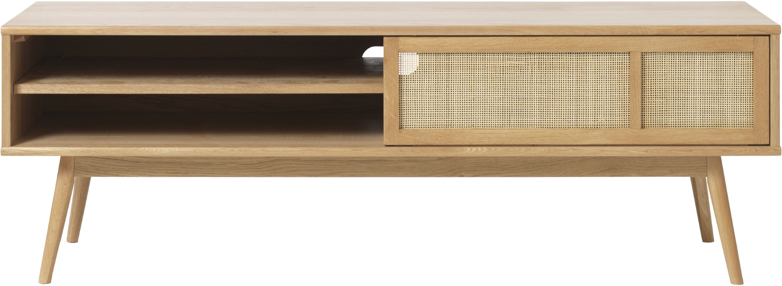 Tv-bord Tv-skænk Nordique Design Barrali Naturt Egetræ Med Rattanfront 150ã 45ã 50 Cm