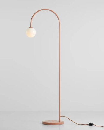 Twiggy Gulvlampe   Koral Farvet Metal Og Hvidt Glas