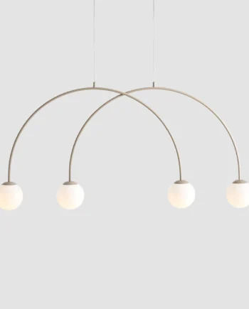 Twiggy Loftlampe   Beige Farvet Metal Og   Hvide Glaskupler  Bredde 130 Cm