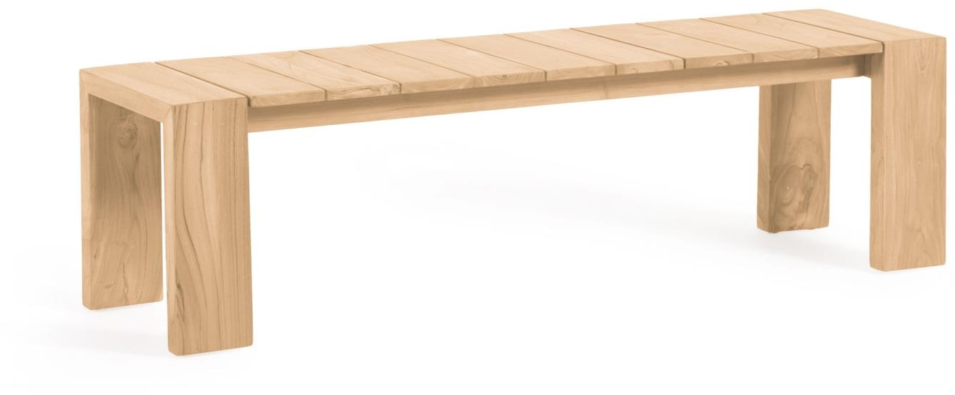 Udendørs Bænk Kave Home Victoire   Teaktræ Natur ældret Finish L215   D38   H45 Cm
