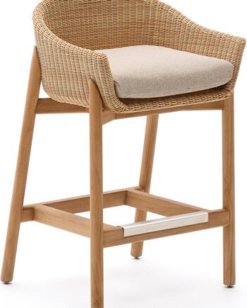Udendørs Barstol Kave Home Galea   Fsc-teak  Syntetisk Rattan Og Aluminium Beige