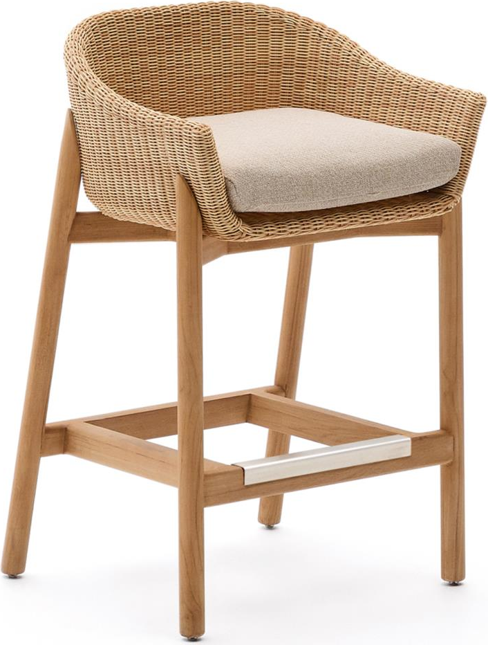 Udendørs Barstol Kave Home Galea Fsc-teak Syntetisk Rattan Og Aluminium Beige