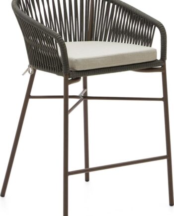 Udendørs Barstol Kave Home Yanet Nordisk Moderne Grøn Reb   Galvaniseret Stål Uv-bestandig H85 Cm