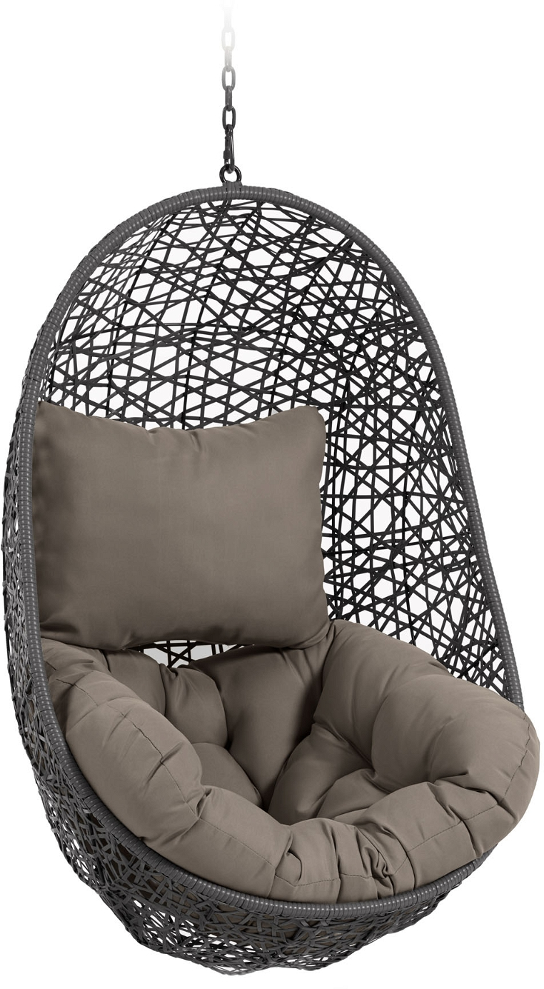 Udendørs Hængestol Kave Home Florina Sort Polyrattan Med Grå Hynde 120x64x86 Cm