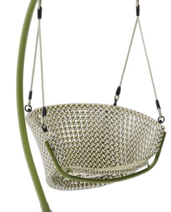 Udendørs Hængestol Kave Home Saliga Grøn Syntetisk Flet Og Galvaniseret Stål H207xb102xd102 Cm