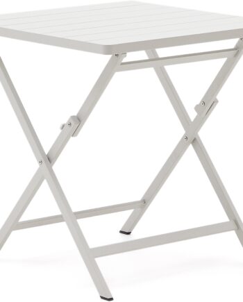 Udendørs Klapbord Kave Home Torreta Foldbart Hvid Aluminium 70x70 Cm Terrassebord Til   Personer
