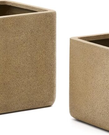 Udendørs Krukkesæt Kave Home Minoa   Kubiske Krukker 44x44 Cm Sand