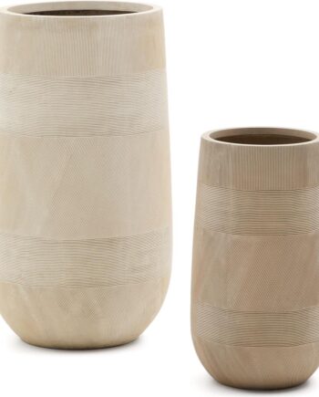 Udendørs Krukkesæt Kave Home Tival Beige Polystone H80   B45   D45 Cm