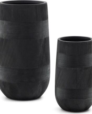 Udendørs Krukkesæt Kave Home Tival H80xø45 Cm Sort Polystone Plantekrukker