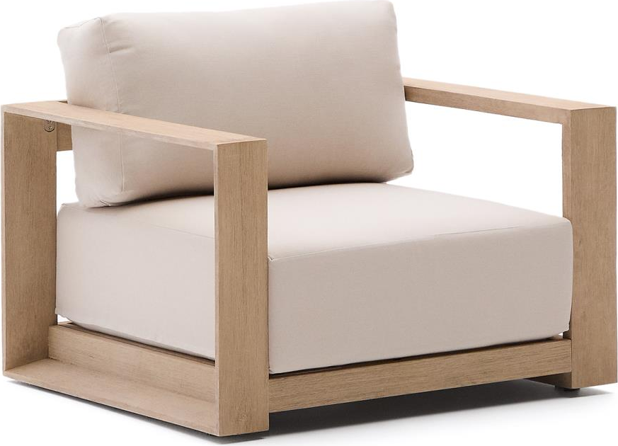 Udendørs Lænestol Kave Home Ambra Akacietræ Med Røget-hvid Finish Beige