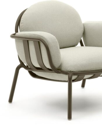 Udendørs Lænestol Kave Home Joncols Aluminium Rust- Og Korrosionsbestandig Med Aftagelige Hynder Beige Grøn