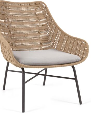 Udendørs Lænestol Og Loungestol Kave Home Abeli   Håndflettet Reb Og Galvaniseret Stål Uv-behandlet  Beige
