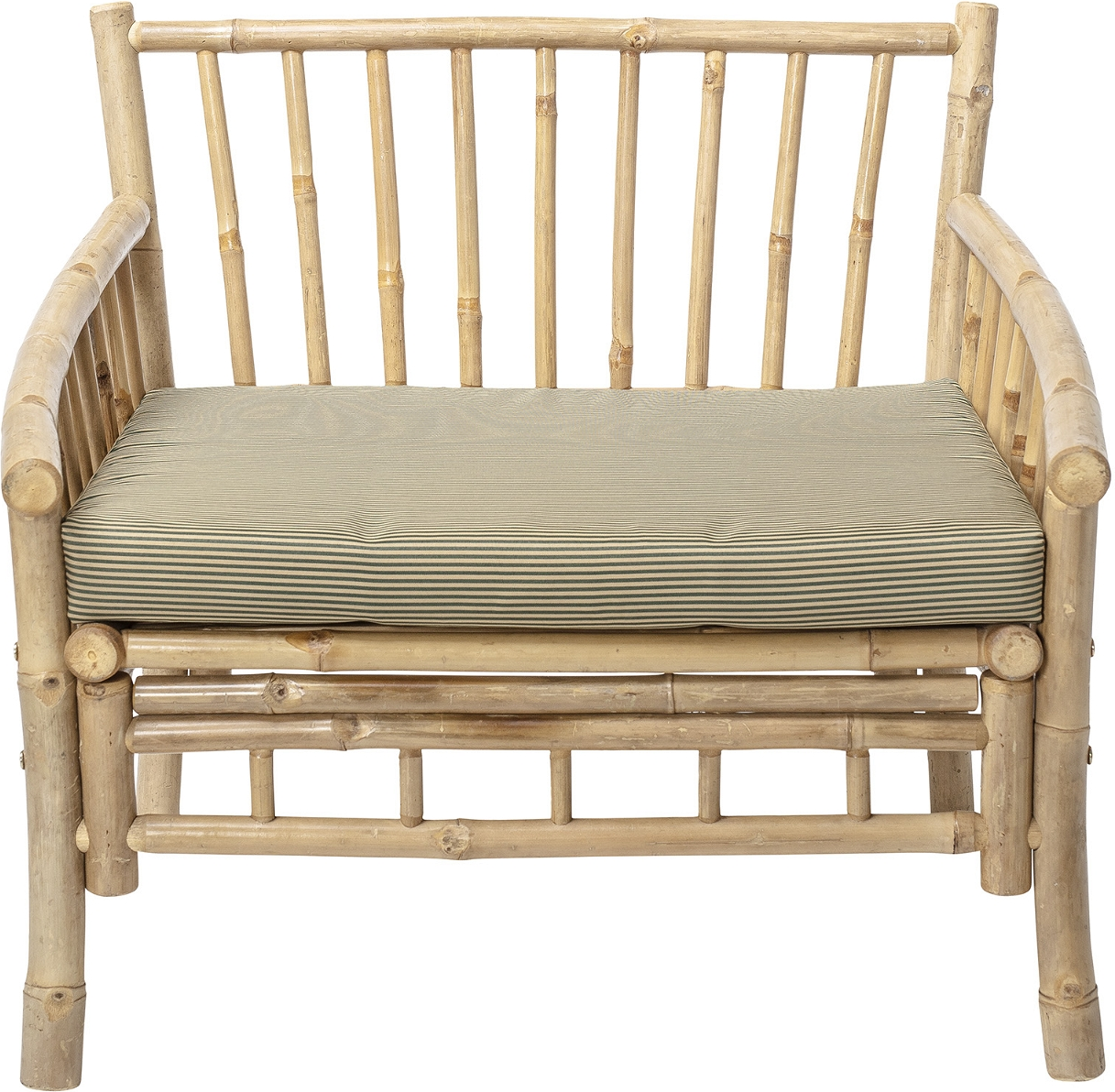 Udendørs Loungestol Havestol Bloomingville Sole   Bambus Med Sandfarvet Polyesterpude H75   B77   L80 Cm