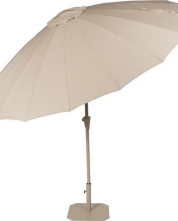Udendørs Parasol Med Sidearm Zuiver Brown ø250 Cm Lysgrå Polyester Inkl  Base