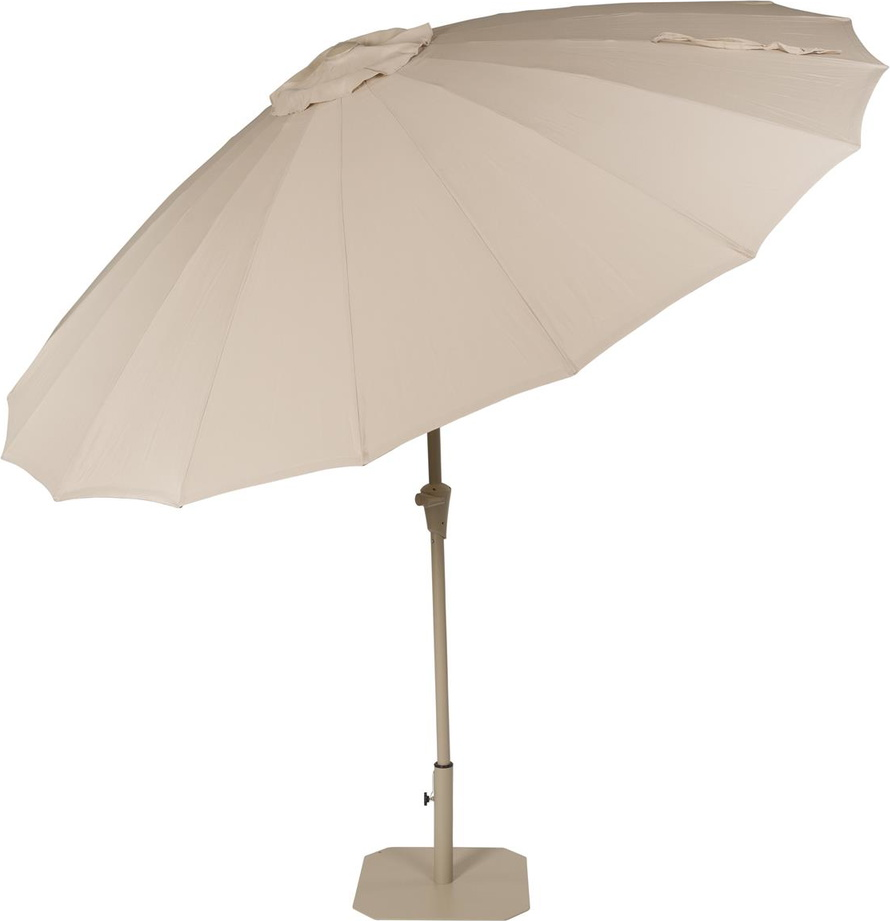 Udendørs Parasol Med Sidearm Zuiver Brown ø250 Cm Lysgrå Polyester Inkl Base