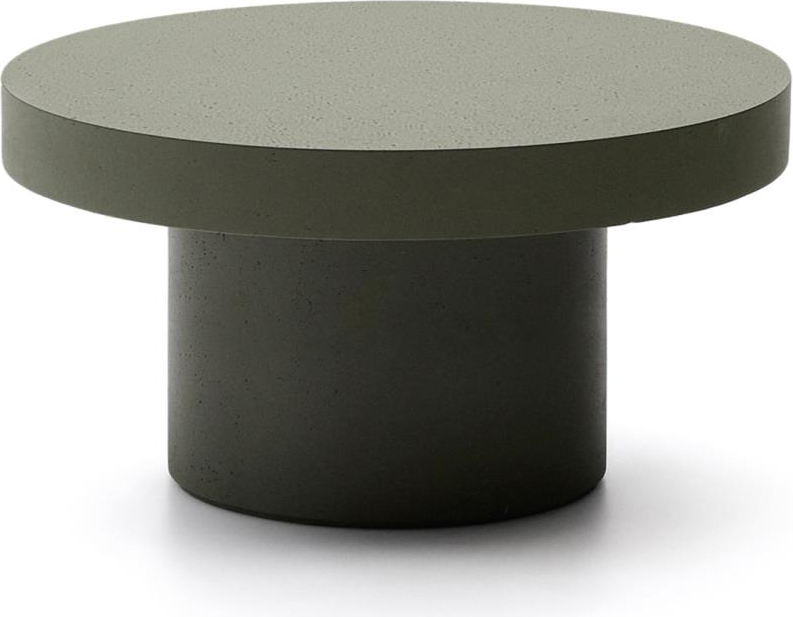 Udendørs Rundt Sofabord Kaffebord Kave Home Aiguablava ø90 Cm Mørkegrøn Cementfiber