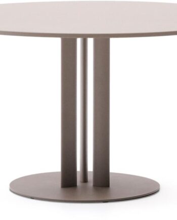 Udendørs Rundt Spisebord Kave Home Sedalis Taupe ø120 Cm Pulverlakeret Aluminium Og Stål