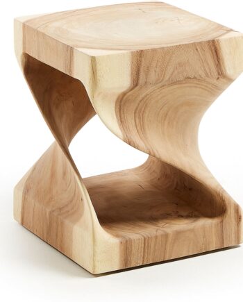 Udendørs Sidebord Kave Home Aaron Massivt Mungurtræ Med Hul 30x30x46 Cm