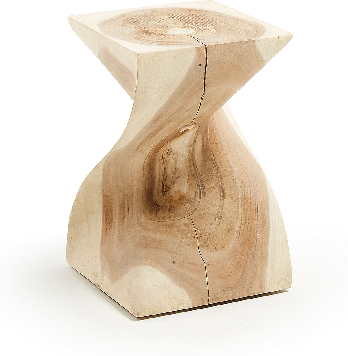 Udendørs Sidebord Kave Home Aaron Massivt Mungurtræ Natur 46 30 30 Cm Uden Hul
