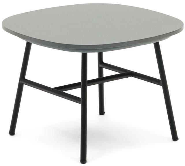 Udendørs Sidebord Kave Home Bramant Sort Med Robust Stålbase Og Cementfiber Bordplade