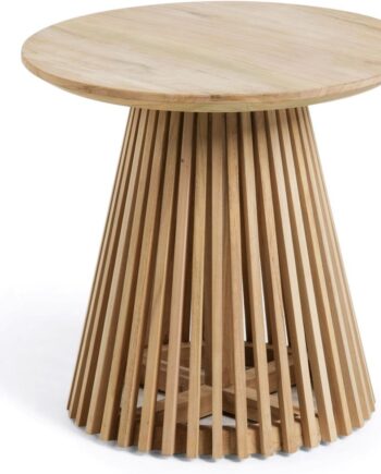 Udendørs Sidebord Kave Home Jeanette   Massivt Teaktræ ø50   H48 Cm Natur