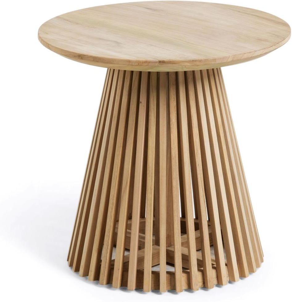Udendørs Sidebord Kave Home Jeanette Massivt Teaktræ ø50 H48 Cm Natur