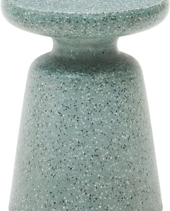 Udendørs Sidebord Kave Home Mesquida Turkis Terrazzo H52xø39 Cm Vejrbestandigt Nordisk Design