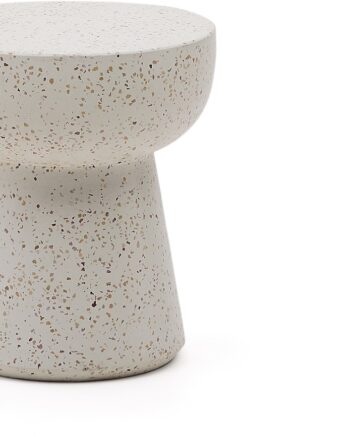 Udendørs Sidebord Kave Home Pada Fibercement   Hvid Terrazzo 40ã 40ã 45 Cm
