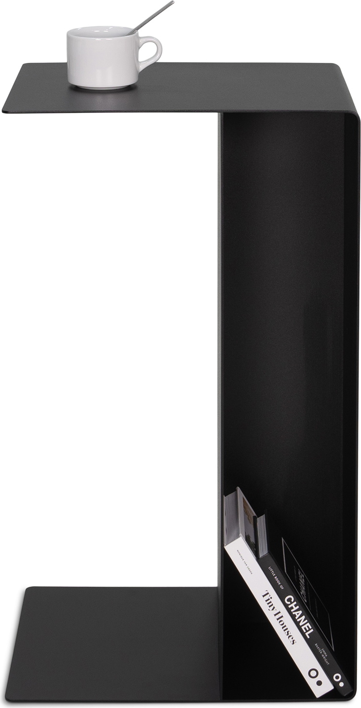 Udendørs Sidebord Sofabord Spinder Design Slide -formet Sort Stål H68xb30xd40 Cm Med Hylde